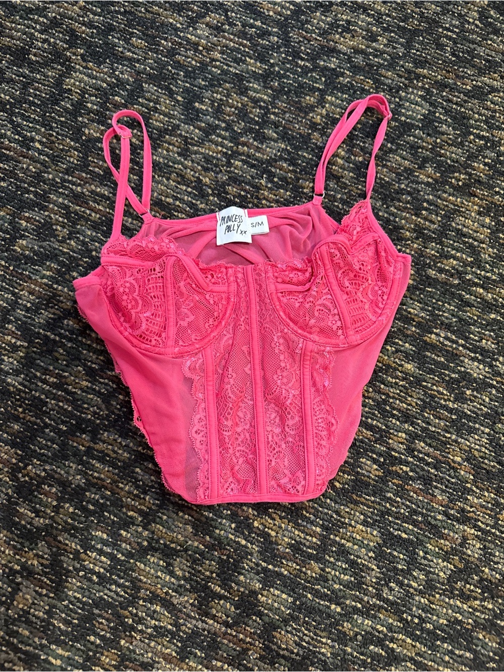 Princess Polly Hot Pink Lace Bustier Top